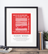 Hull KR Art Print RED RED ROBIN LYRICS Design in Red