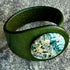 Handcrafted Natural Leather & Rare Blue Tide Seam Onyx Gemstone Bracelet - Size S or M