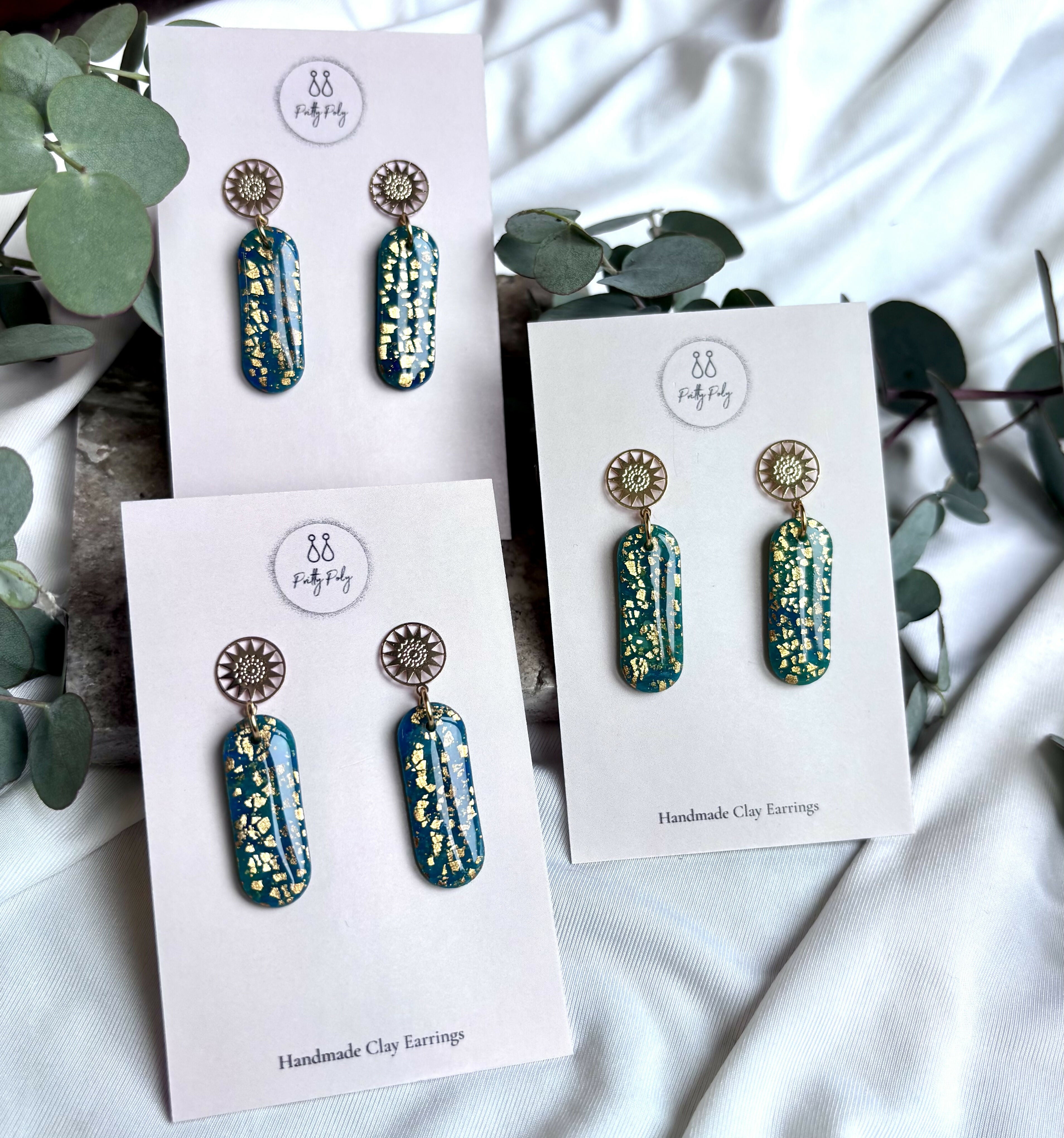Celestial Blue Drop Polymer Clay Earrings