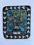 Original Linocut of Spring Flowers in a Vase.