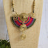 Sahara Necklace; Bold Rainbow Macramé Statement Pendant with Gold Spiral Wire Art