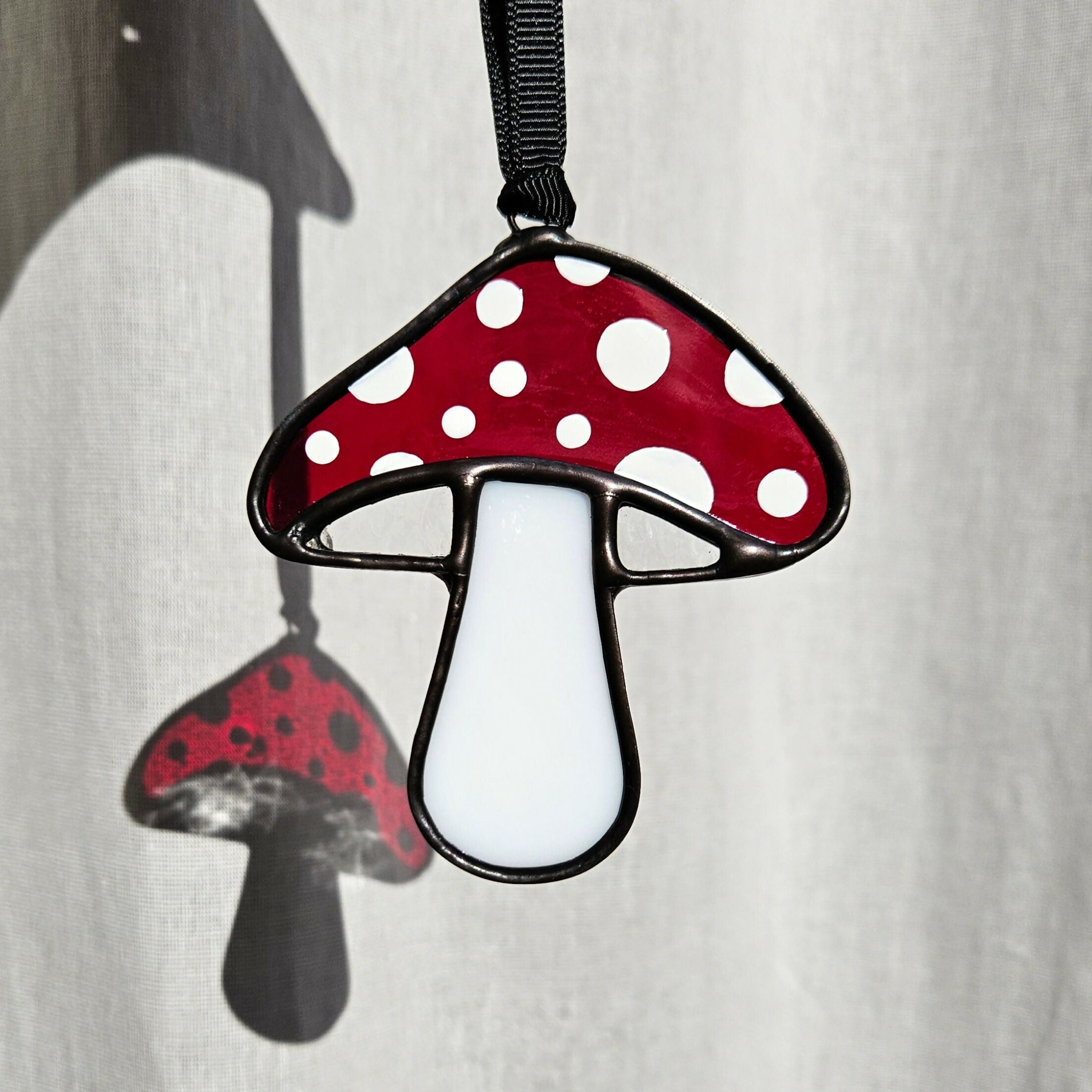 Red Spotted Mushroom Stained Glass Suncatcher