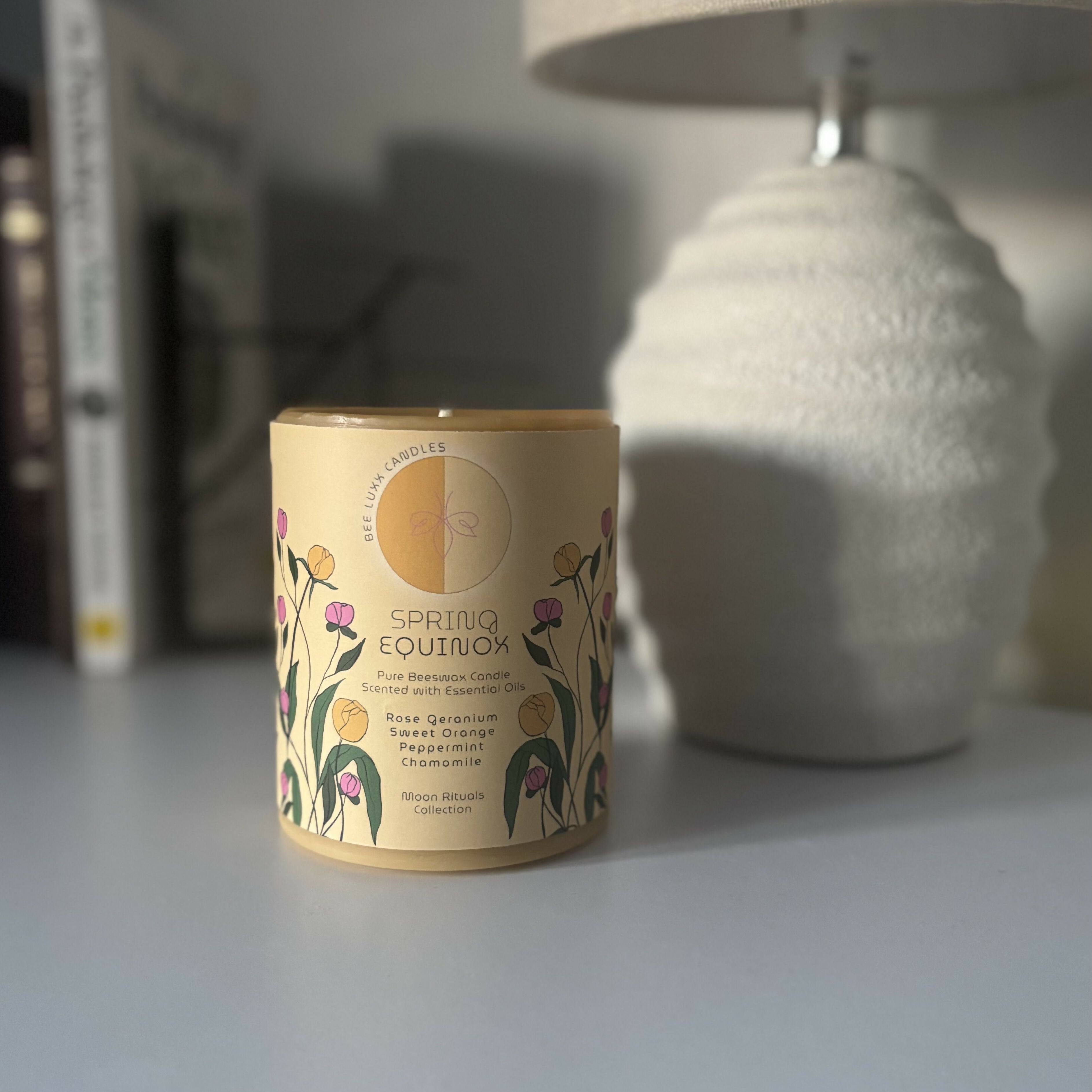 Spring Equinox - 100% Natural Essential Oil & Beeswax Pillar Candle