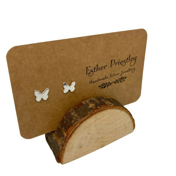 Butterfly Earrings: Mini Studs – Handmade from Recycled Fine Silver and on Sterling Silver Stud Posts
