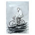 Cyclist Art Print | Monochrome Watercolour Portrait Print