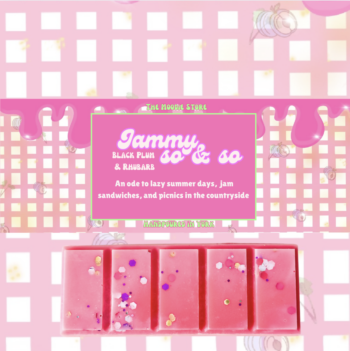 Jammy So & So - Black Plum and Rhubarb Fragranced Vegan Wax Melt Snap Bar