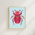 Blue Bug A6 Hand Illustrated Poster