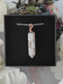 Howlite Wire Wrapped Crystal Point Necklace on Sterling Silver Chain