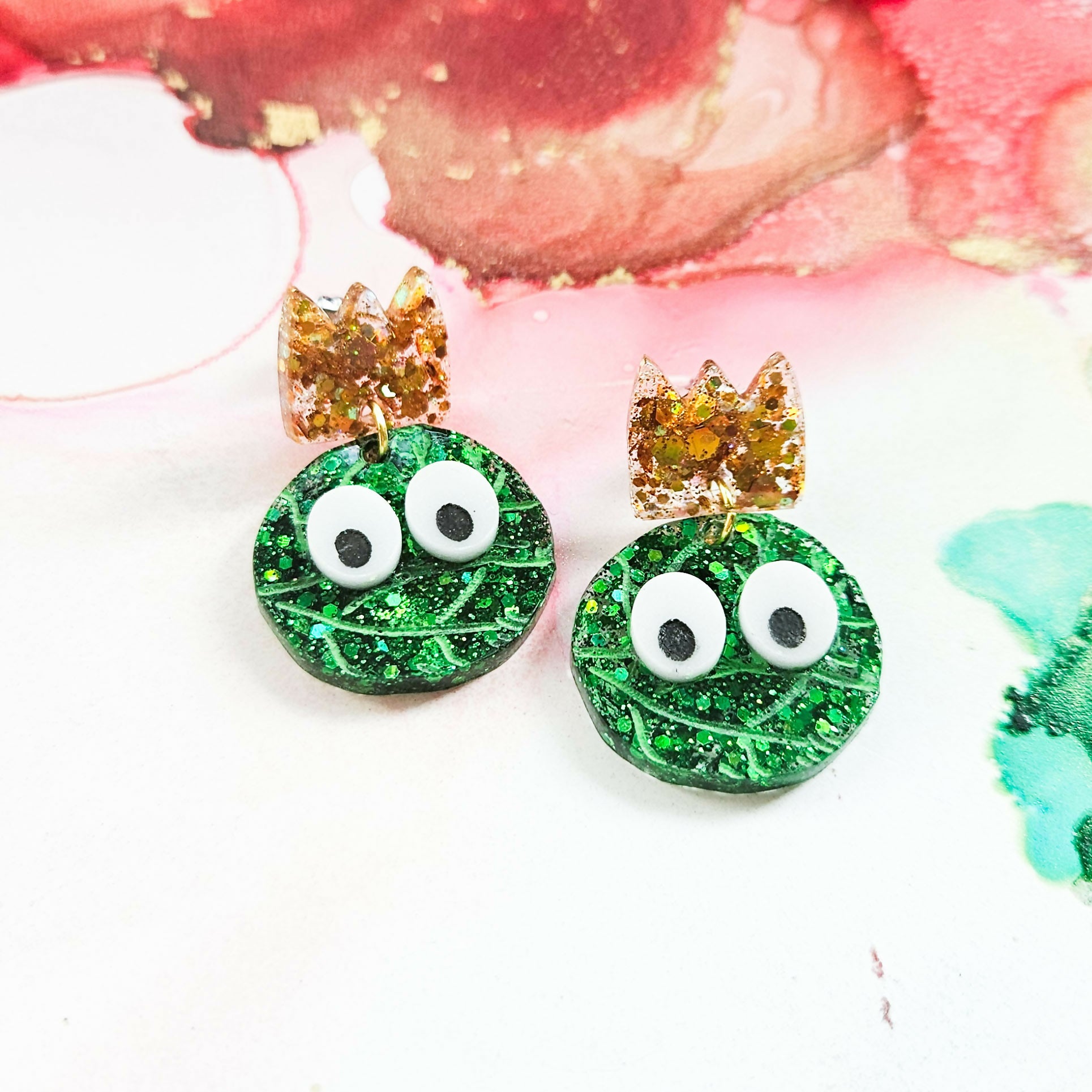 Handmade Brussels Sprouts Christmas Resin Earrings