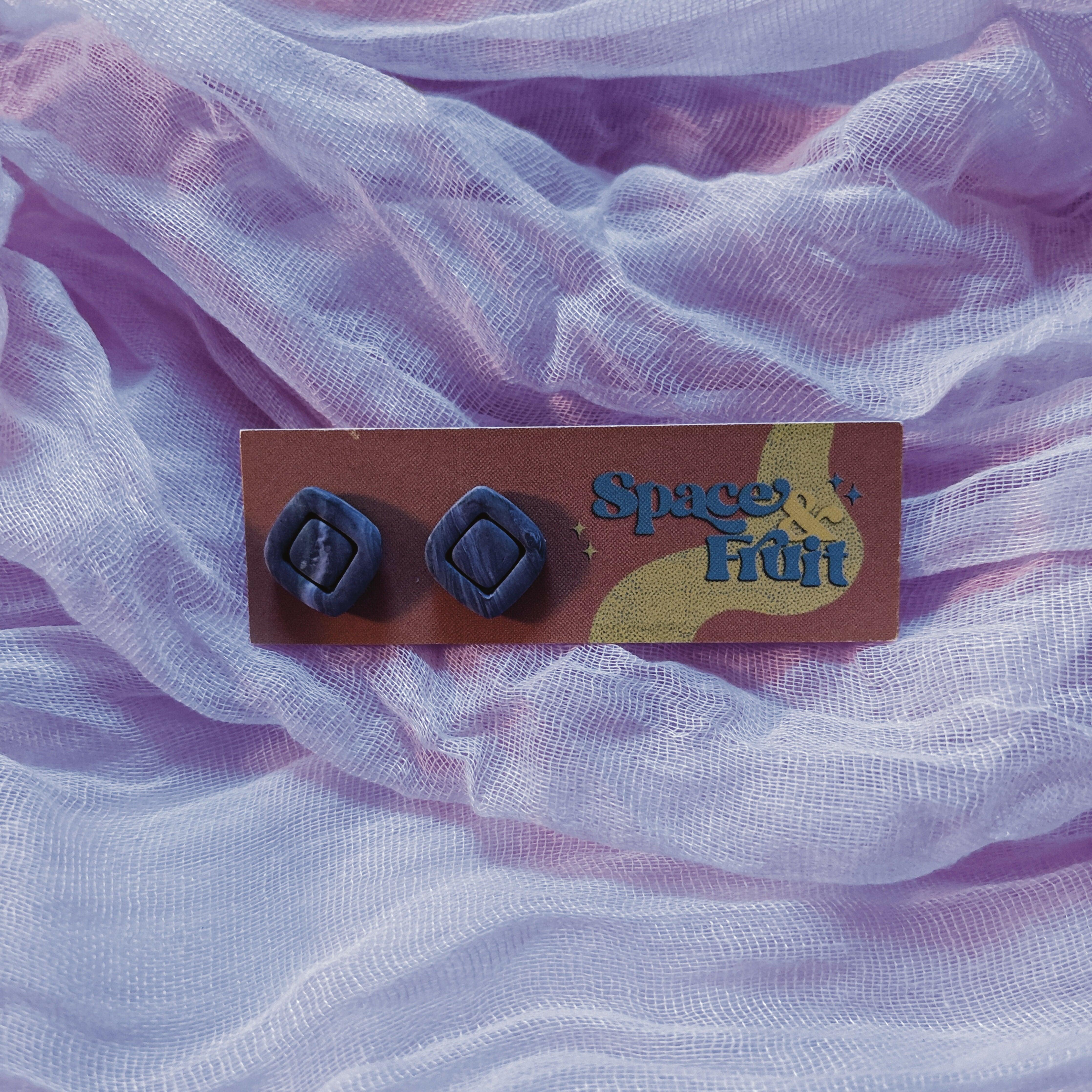 Grey Marbled Polymer Clay Studs