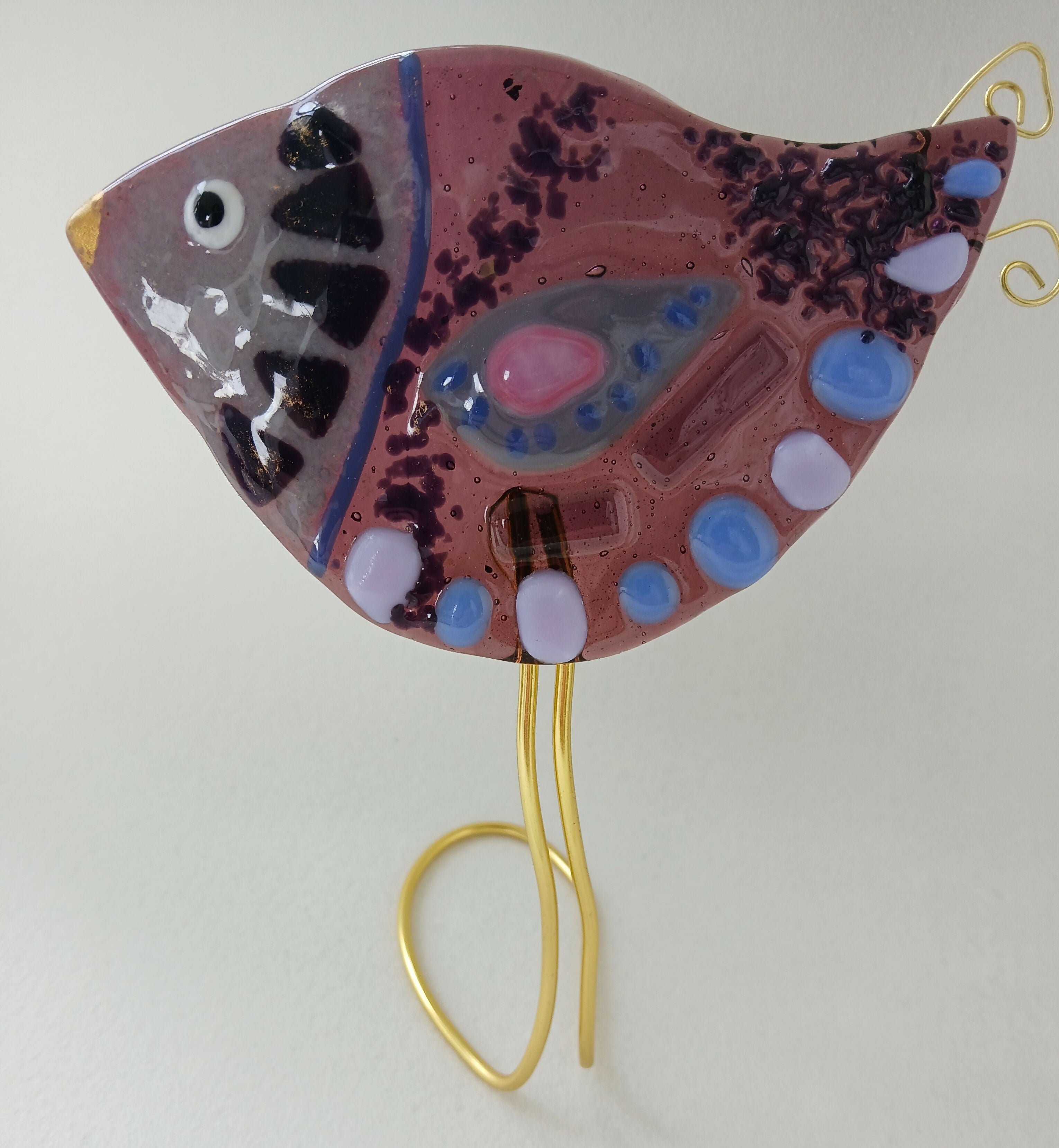 Fused Glass Bird in Purple