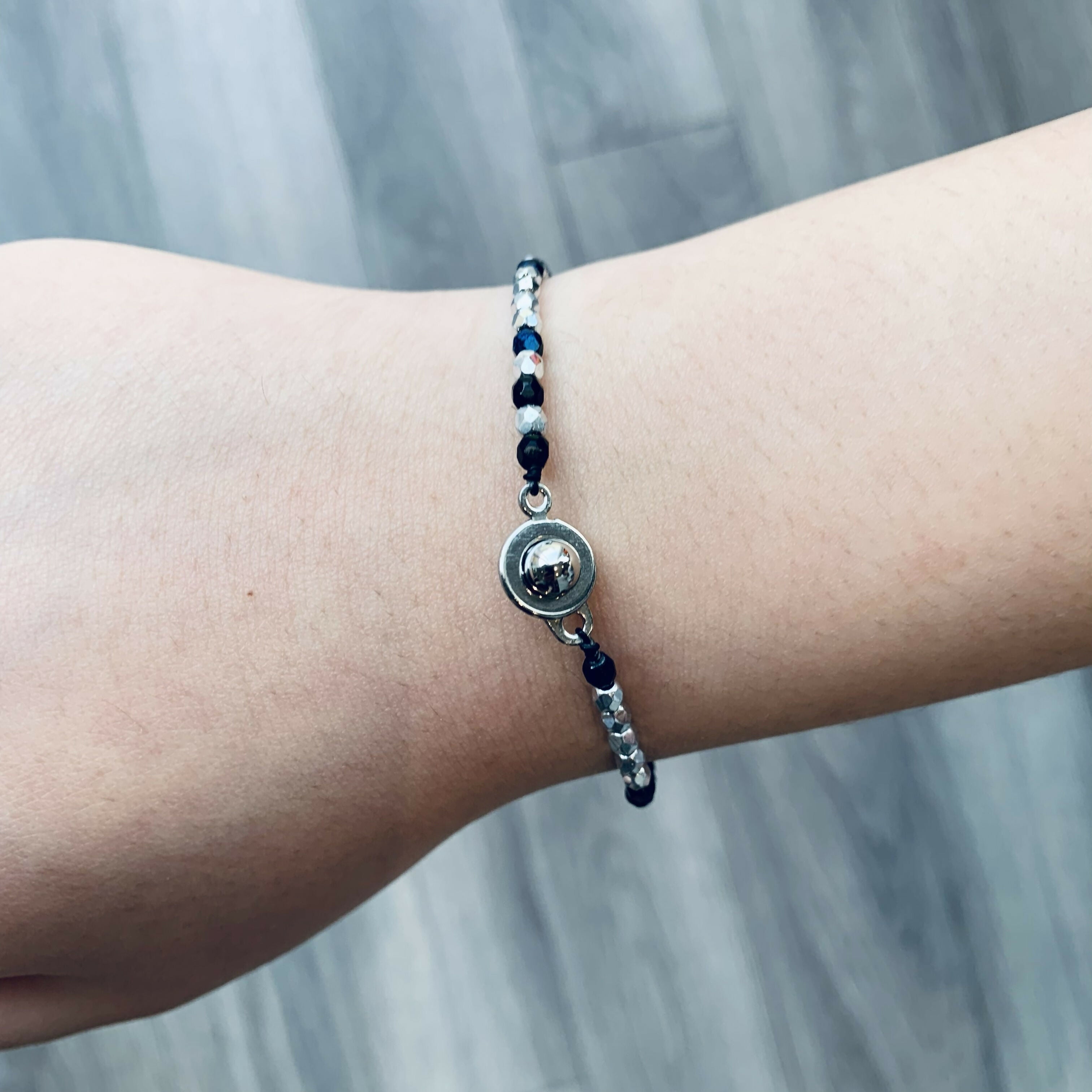 Faceted Czech Glass Bead Wire Bracelet