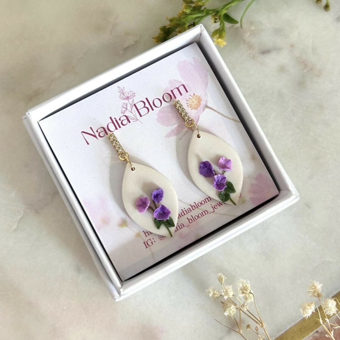 Morning Glory Purple Flower Earrings