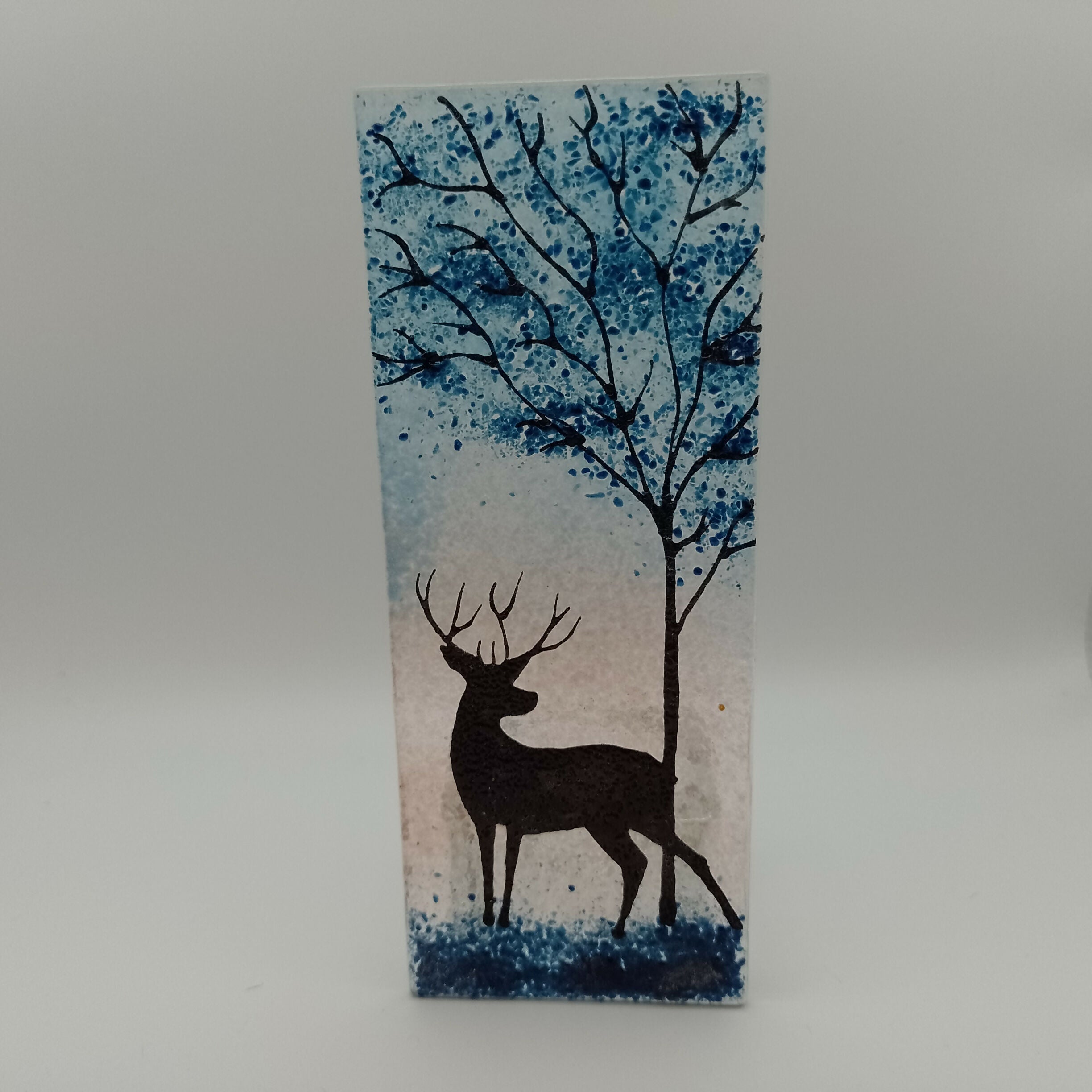 Fused Glass Silhouette Stag Tealight