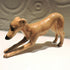 Ceramic Stretching whippet dog sculpture, fawn
