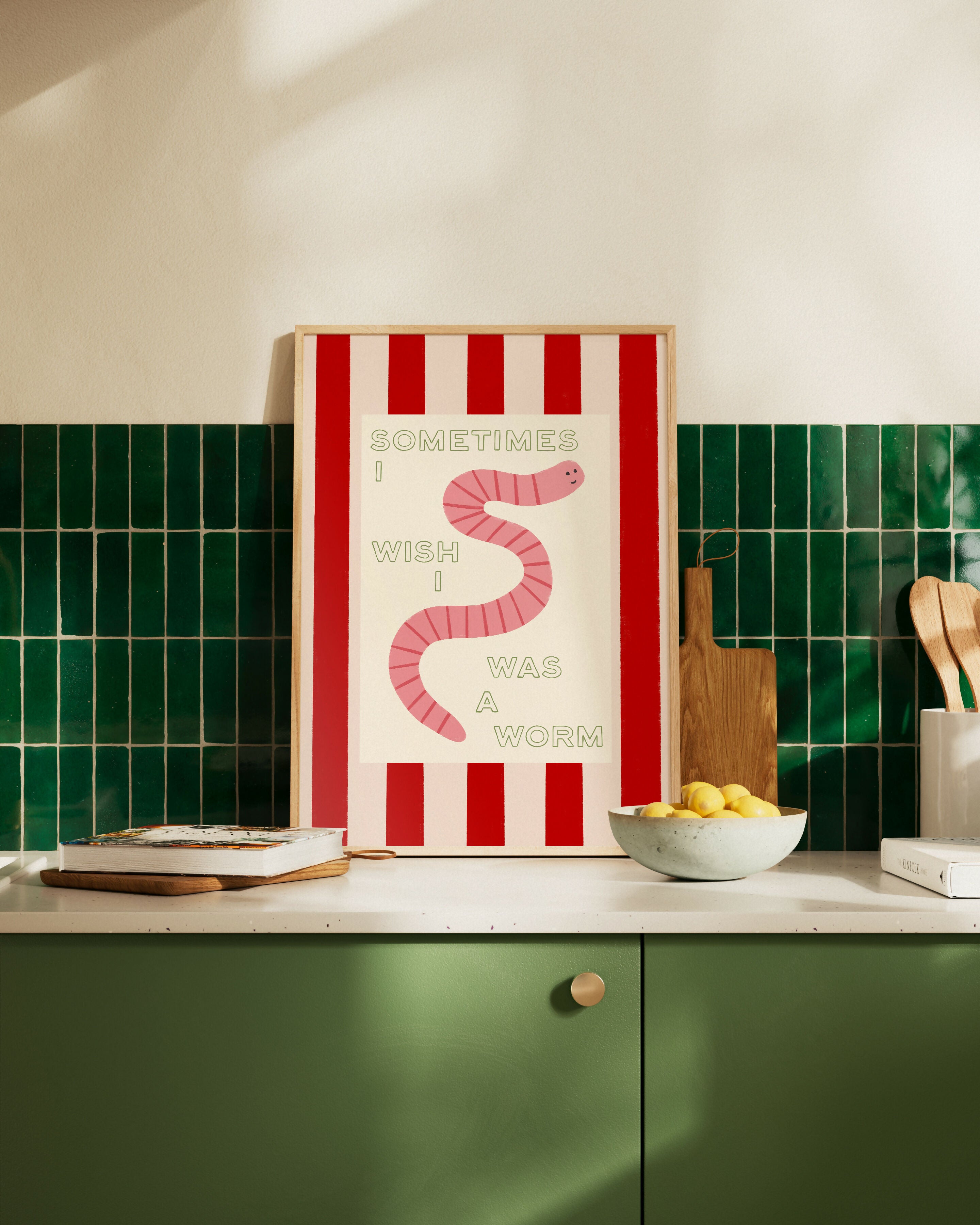 Sometimes I Wish I Was a Worm Print – Funny Hand Drawn Print