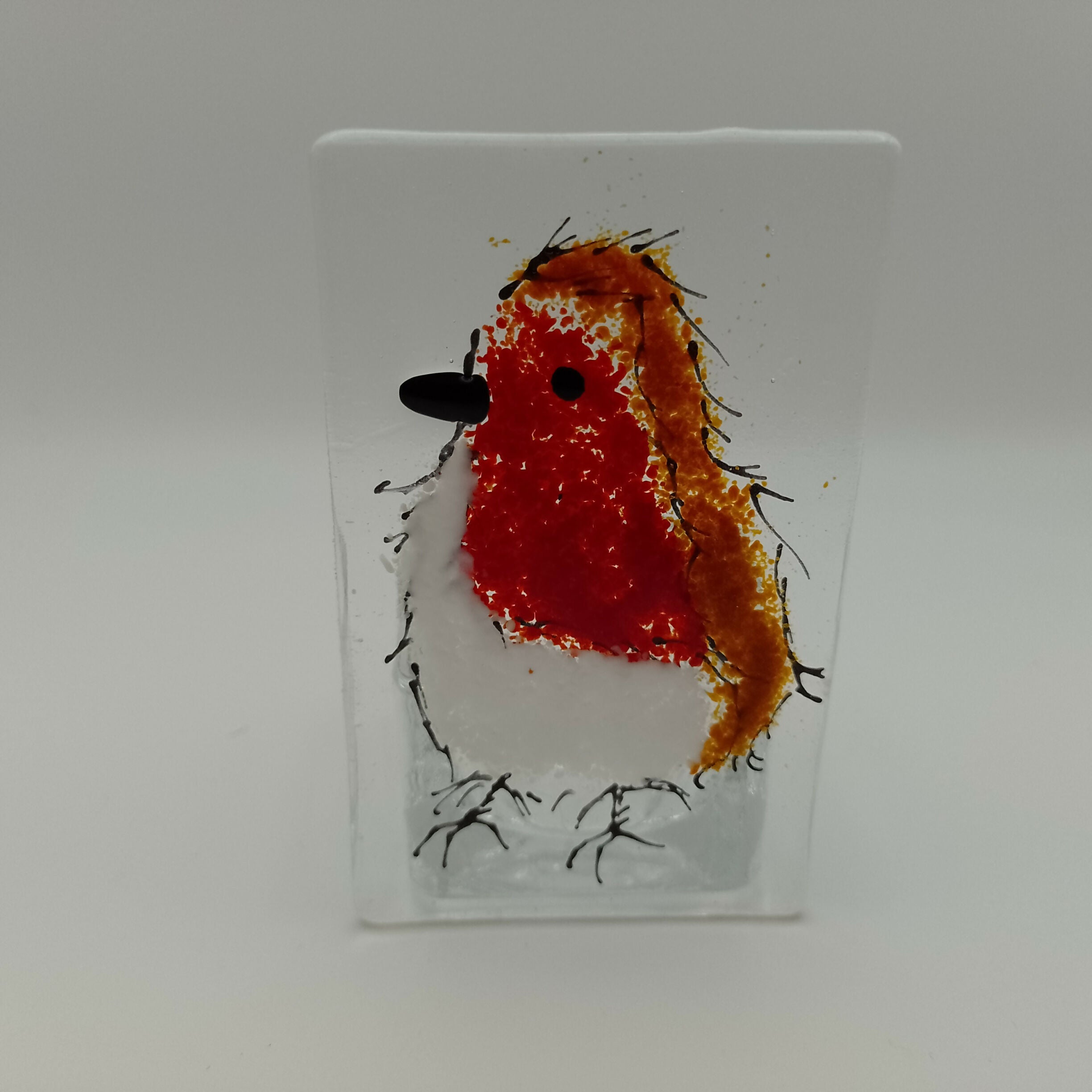Fused Glass Robin Tealight