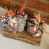 Unique Upcycled Pumpkin Decoration, Handmade Grey and Orange Patterned Halloween Ornament