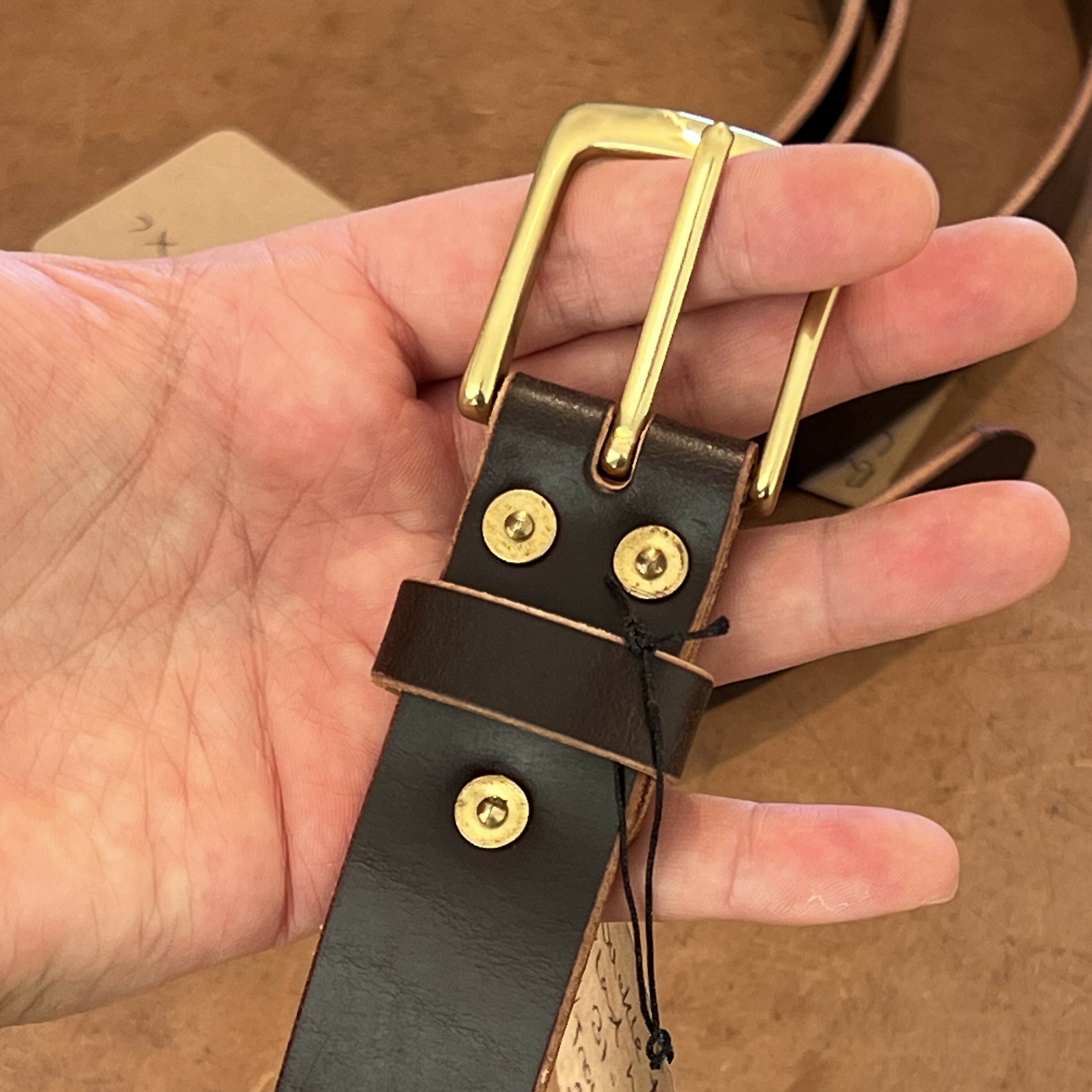 Bridle leather Belt With Solid Brass Buckle