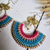 Pink Rose Quartz Statement Earrings; Handmade Bohemian Macramé Earrings With Gold Spiral Wirework