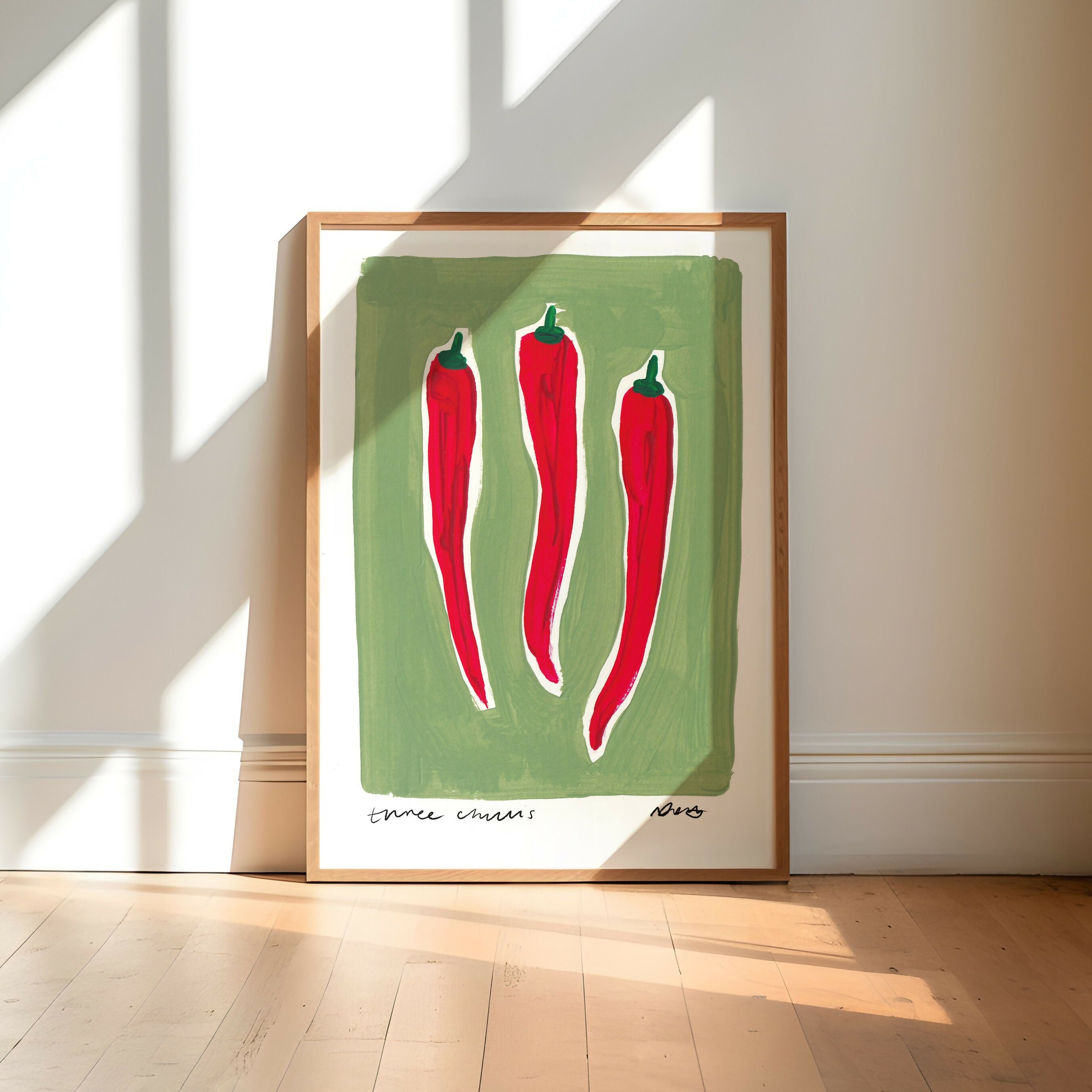 Three Chillies Art Print