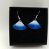Dark and Light Blue Fan Enamel Fan Earrings