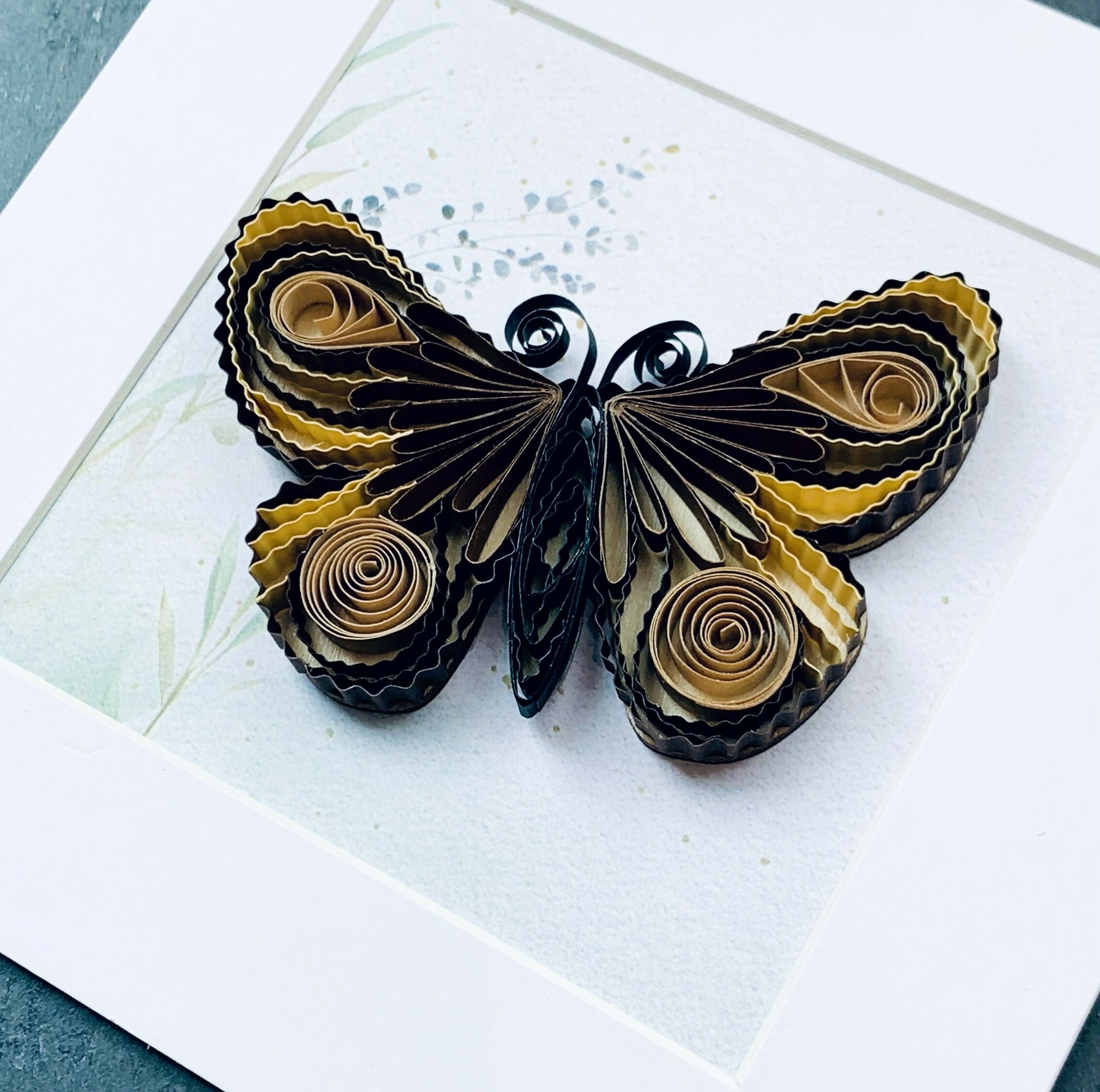 Handmade Paper Quilling Butterfly with White Framed