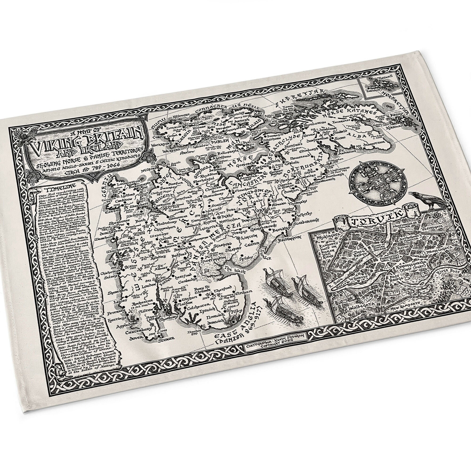 Viking Britain Map Tea Towel