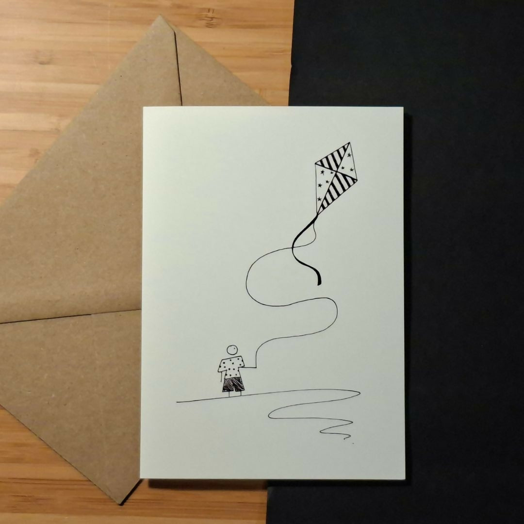 Boy With Kite Greetings Card