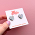 Hand Painted Wooden Midi Speckled Heart Stud Earrings