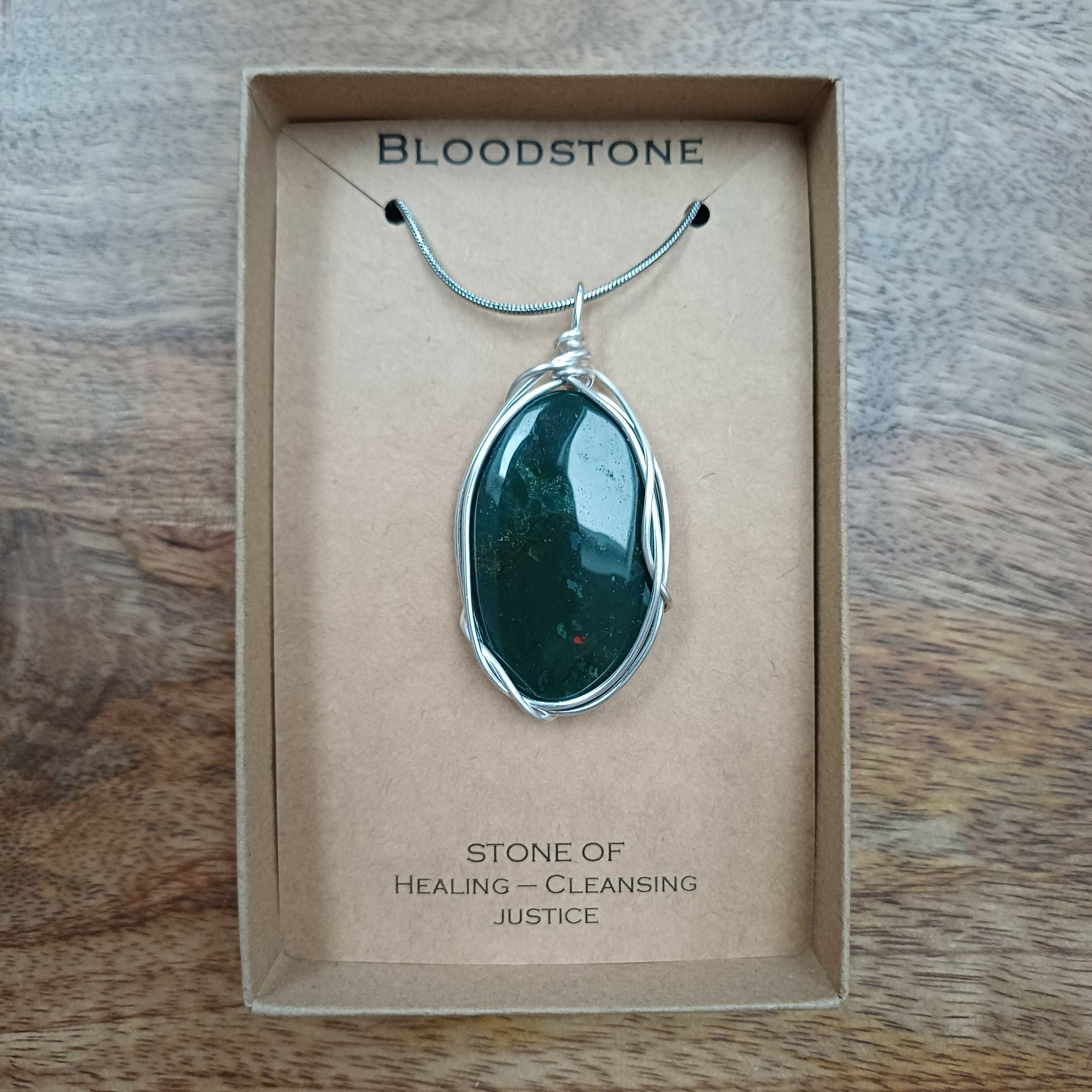 Bloodstone Wire Wrapped Pendant