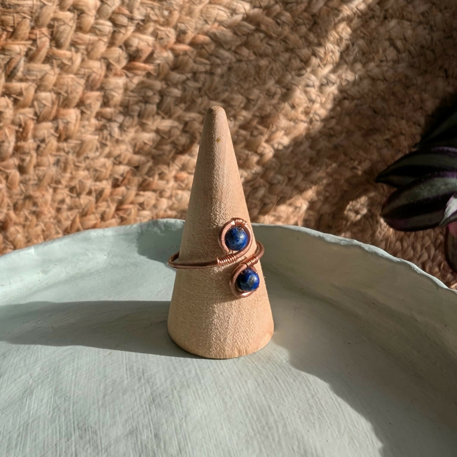 Adjustable Wire Wrapped Copper Rings With Crystals