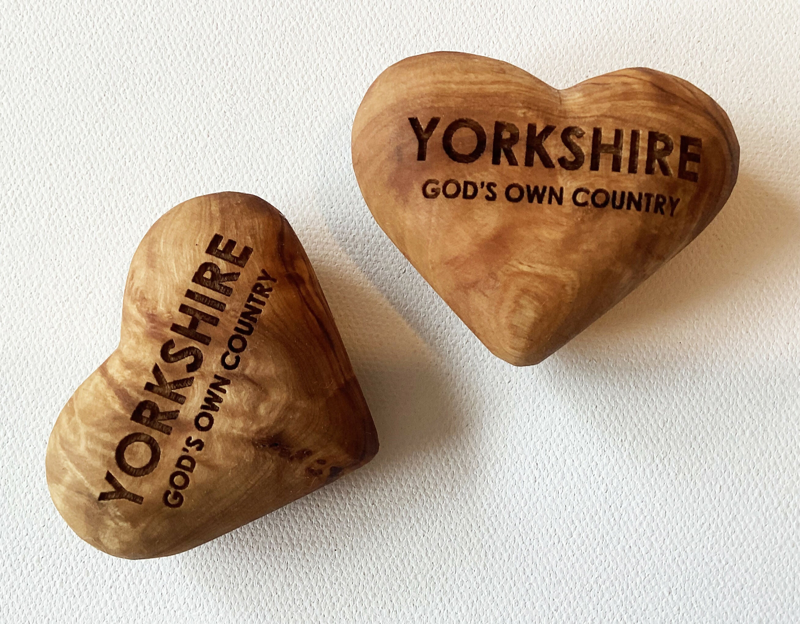 Yorkshire Inspired Gift - Engraved Rustic Solid Olive Wood Heart