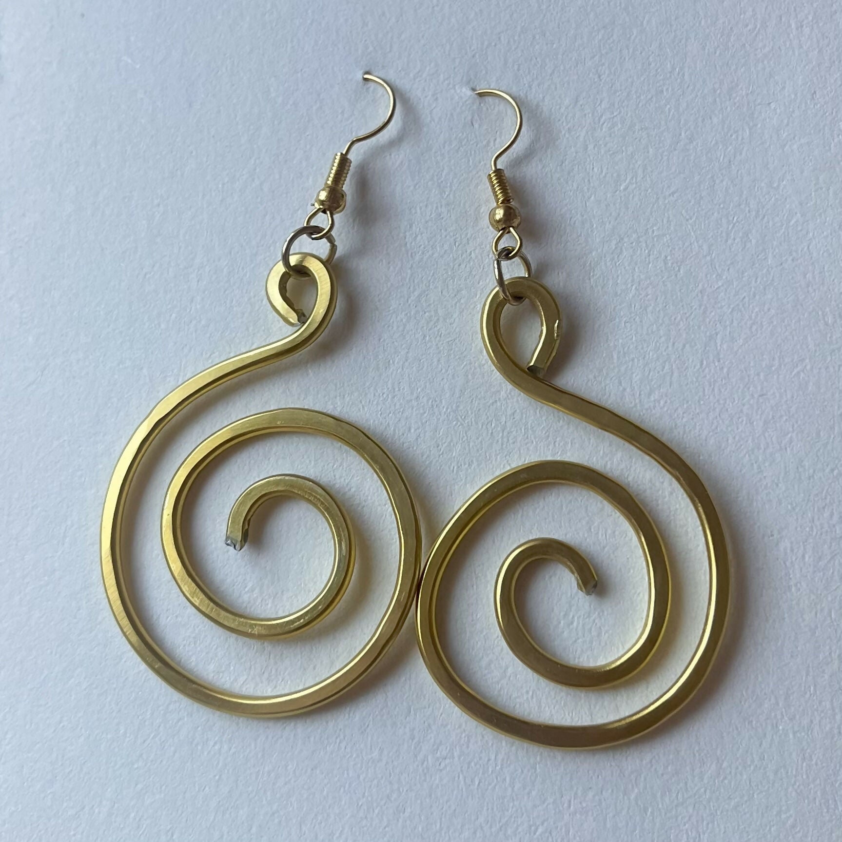 Gold Spiral Wire Hammered Earrings