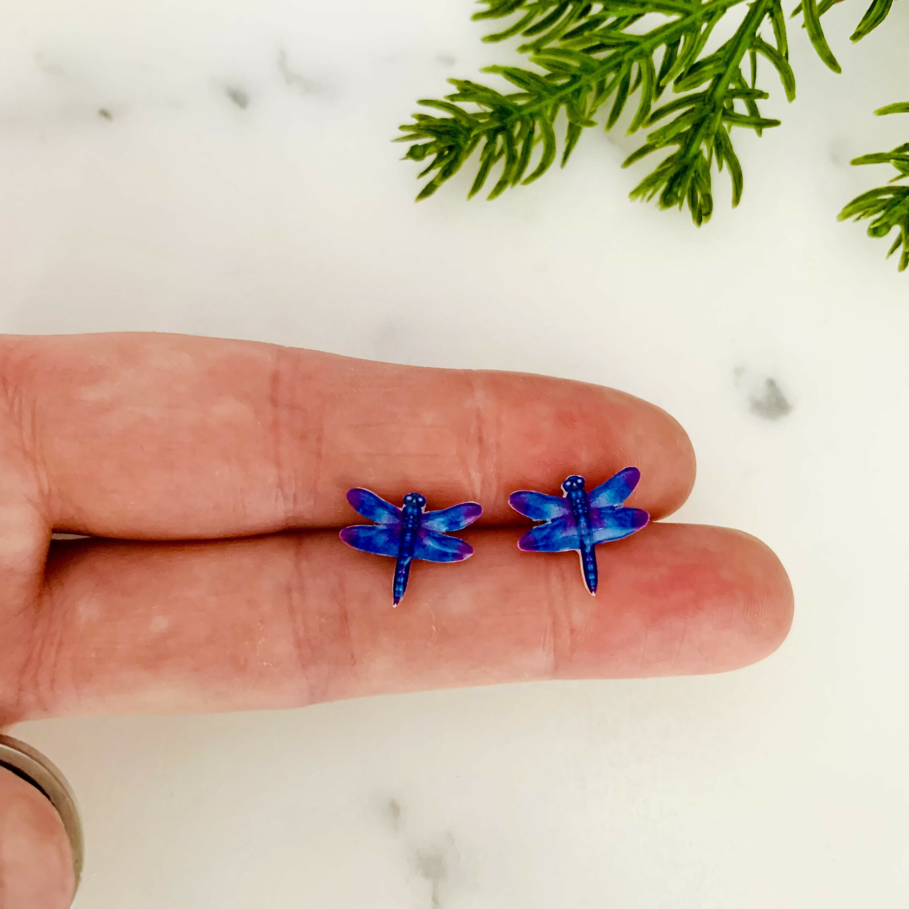 Blue Dragonfly Stud Earrings