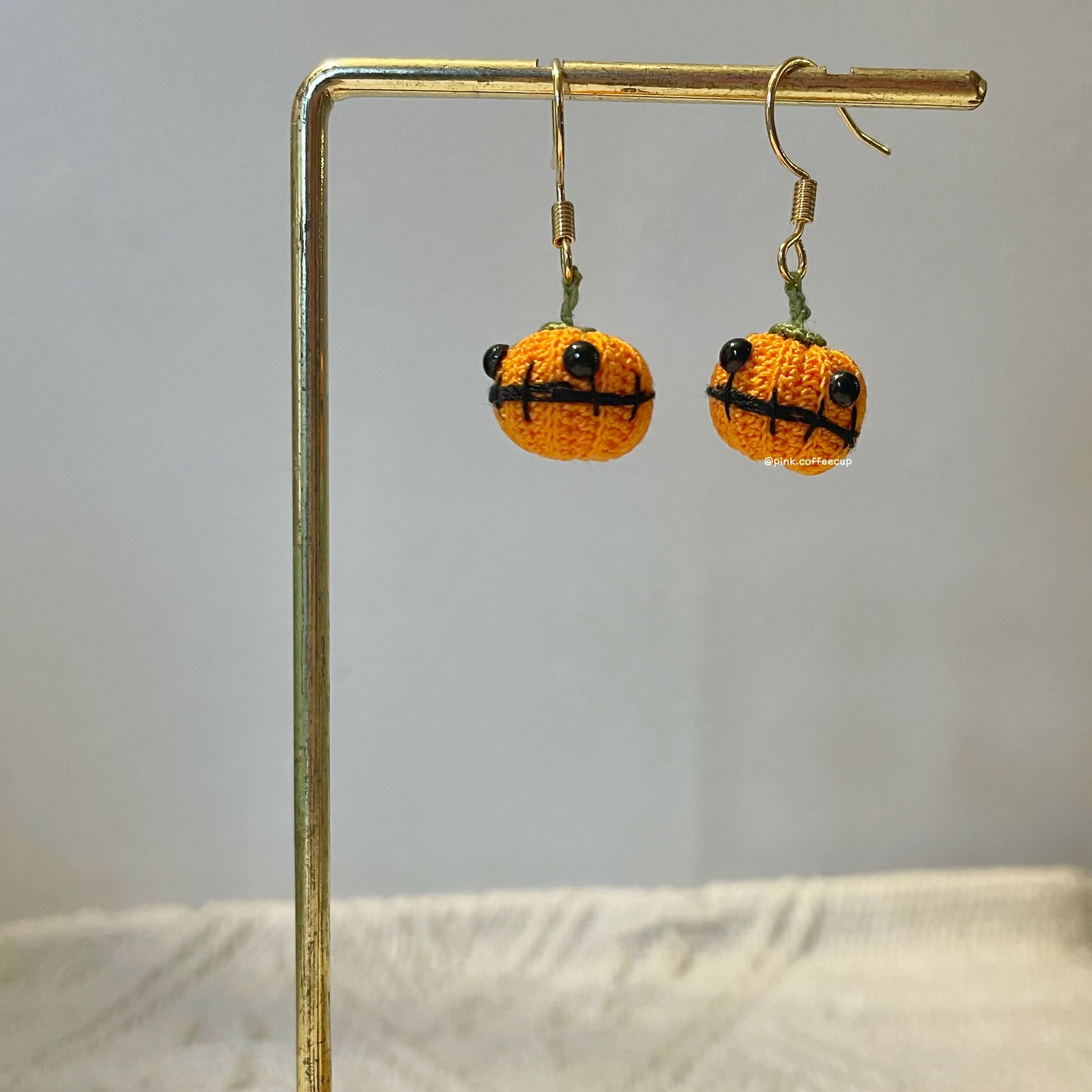 Micro Crochet Halloween Pumpkin Drop and Dangle Earrings