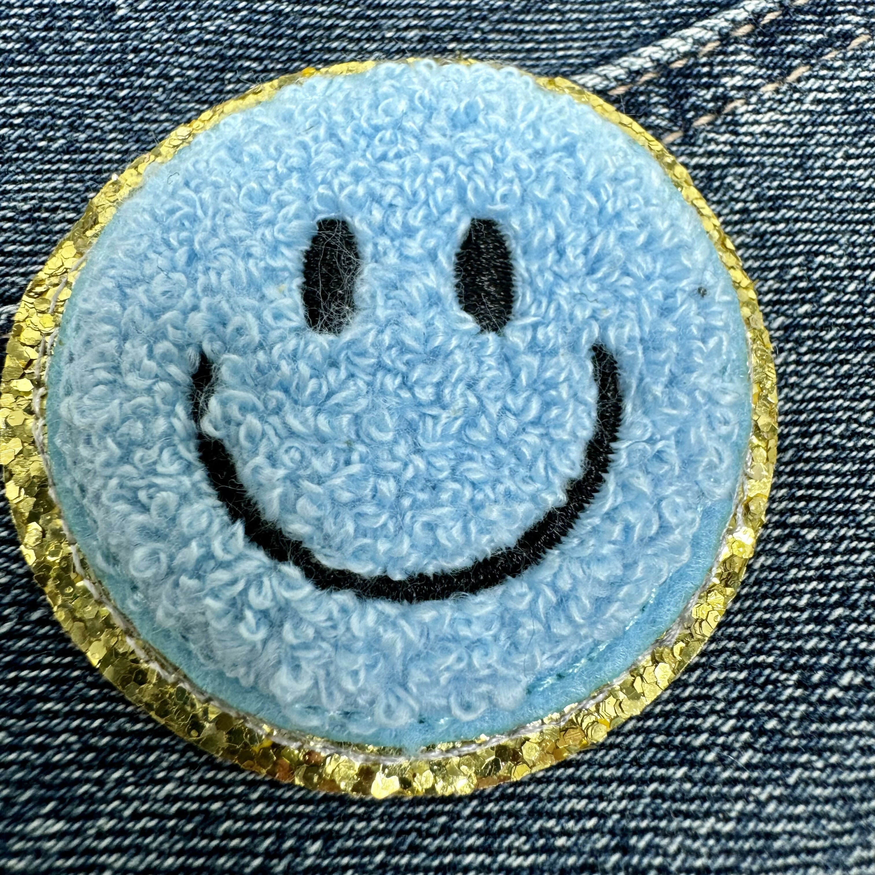 Smiley 3D Face Upcycled Purse - Blue