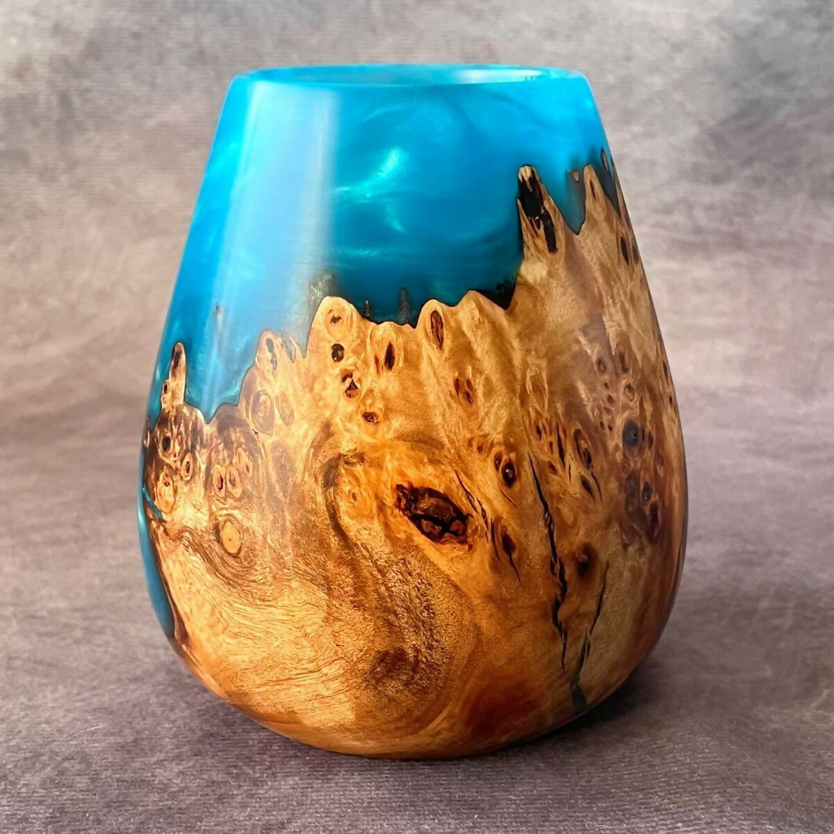 Mappa Burr & Turquoise Resin Hollow Form