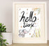 'Hello World' Baby Elephant Watercolour Painting Print A4 Mounted