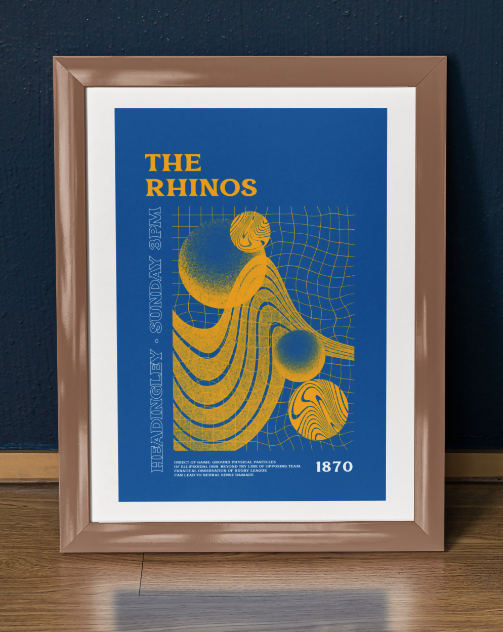 Leeds Rhinos Art Print PSYCHEDELIC Design in Blue