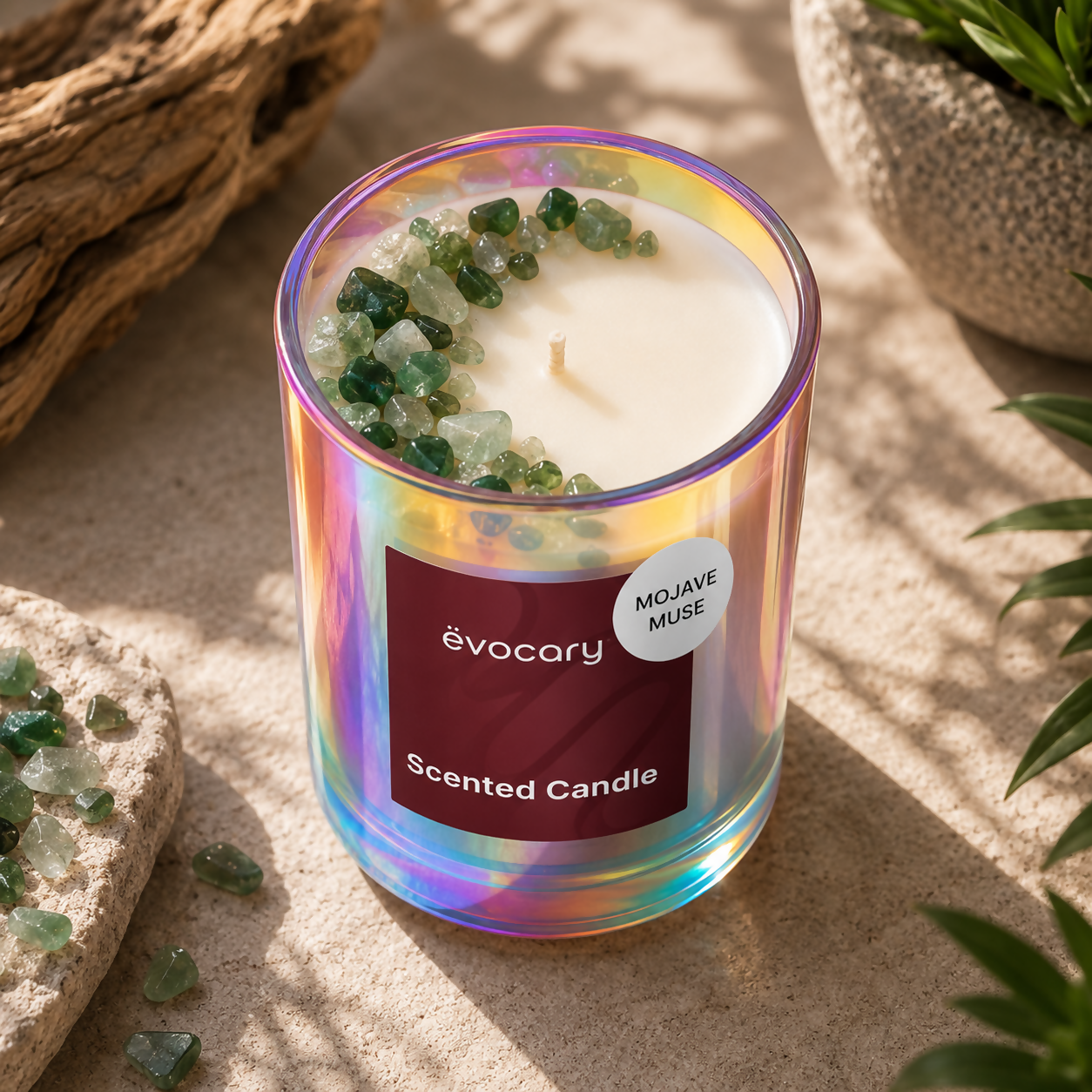 MOJAVE MUSE SCENTED CANDLE & GREEN AVENTURINE CRYSTALS