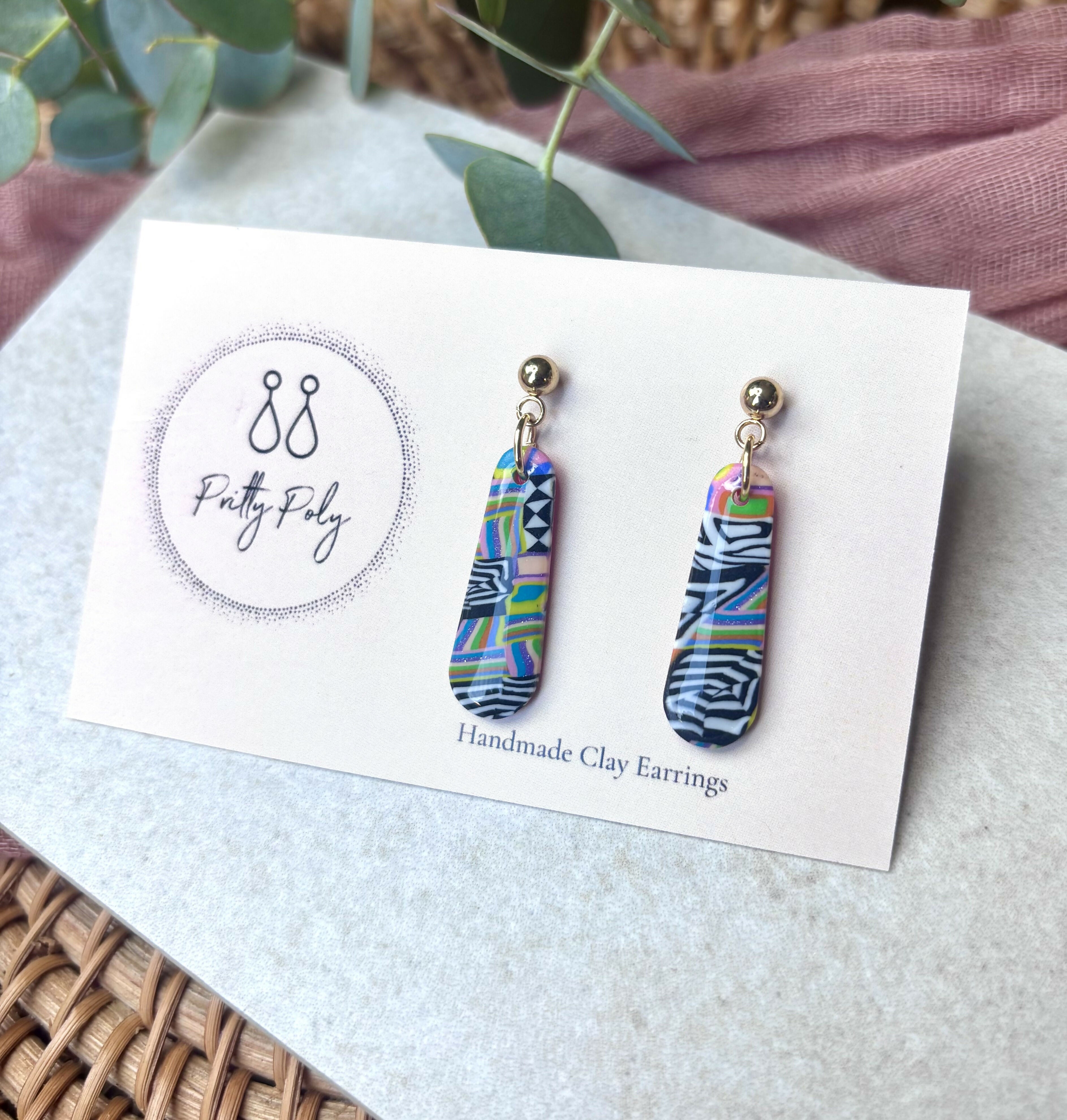 Funky Pattern Collection - Small Dangles Polymer Clay Earrings