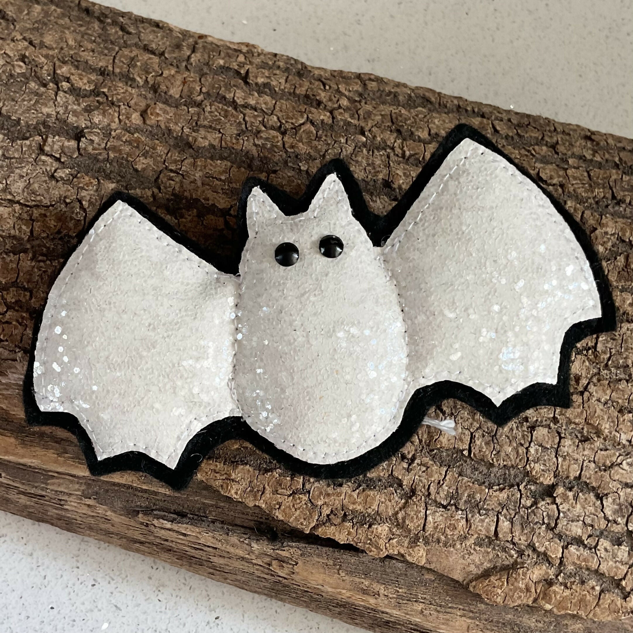 Sparkly Halloween Bat Brooch Handmade Colourful Bat Badge With Glitter Fabric