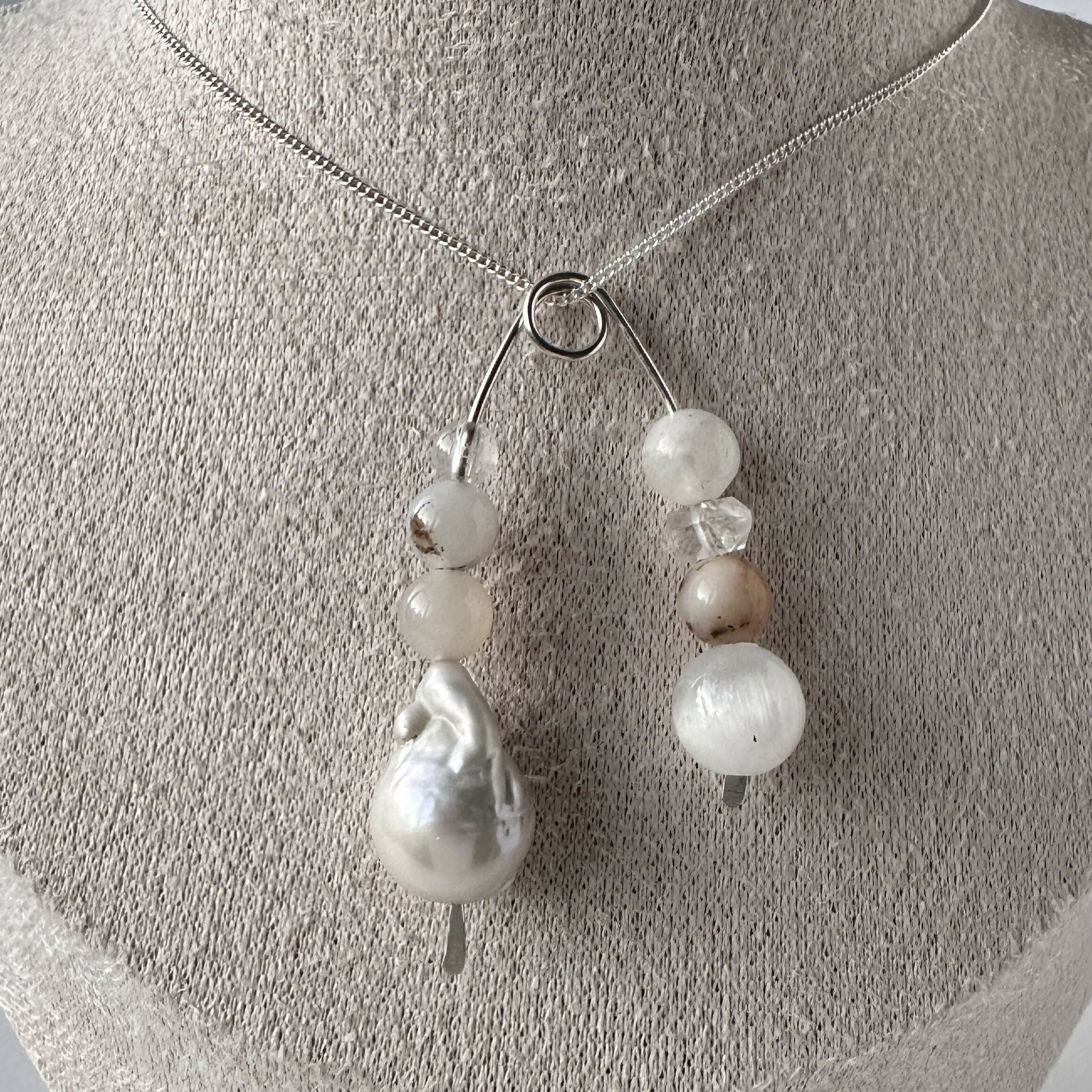 INFINITE PENDANT | STERLING SILVER & STONE PENDANT FOR AWARENESS WITH BAROQUE PEARL