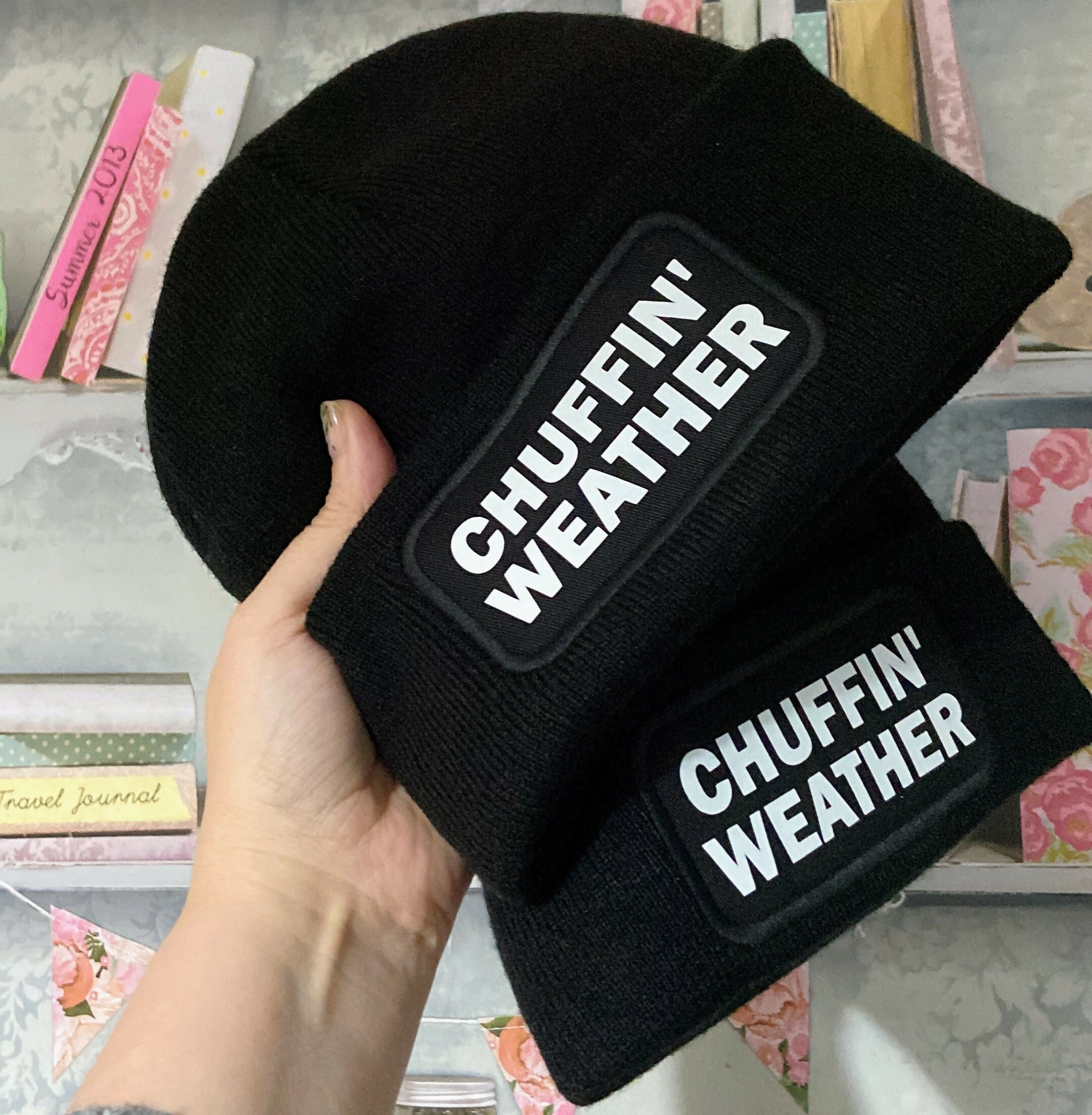 Chuffin Weather Cuffed Rectangular Patch Beanie Hat