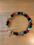 Tibetan Silver Toggle Catch Bracelet with Faceted Onyx, Faceted Carnelian and Dalmatian Jasper.