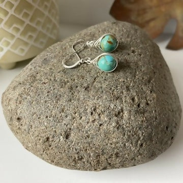 Turquoise Drop Earrings, Sterling Silver