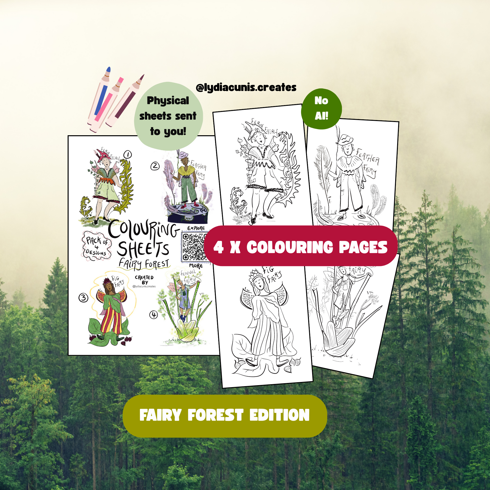 Fairy Forest A5 Colouring Sheets/Pack