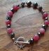 Gemstone Bracelet with a Tibetan Silver Toggle Catch, Faceted Grey Hematite, Strawberry Quartz and Strawberry Lepidcrocite.