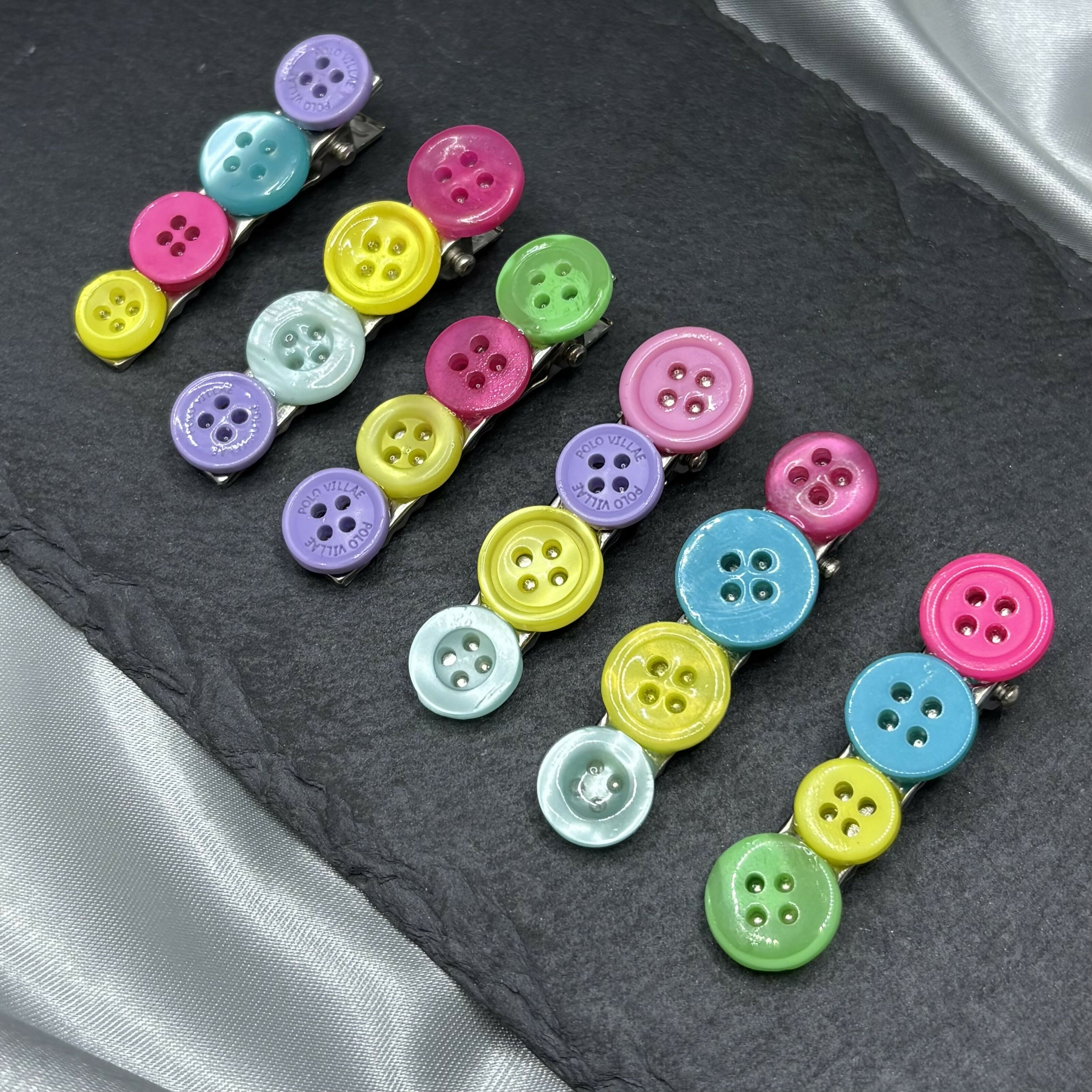 Multicolour Button Hairclips